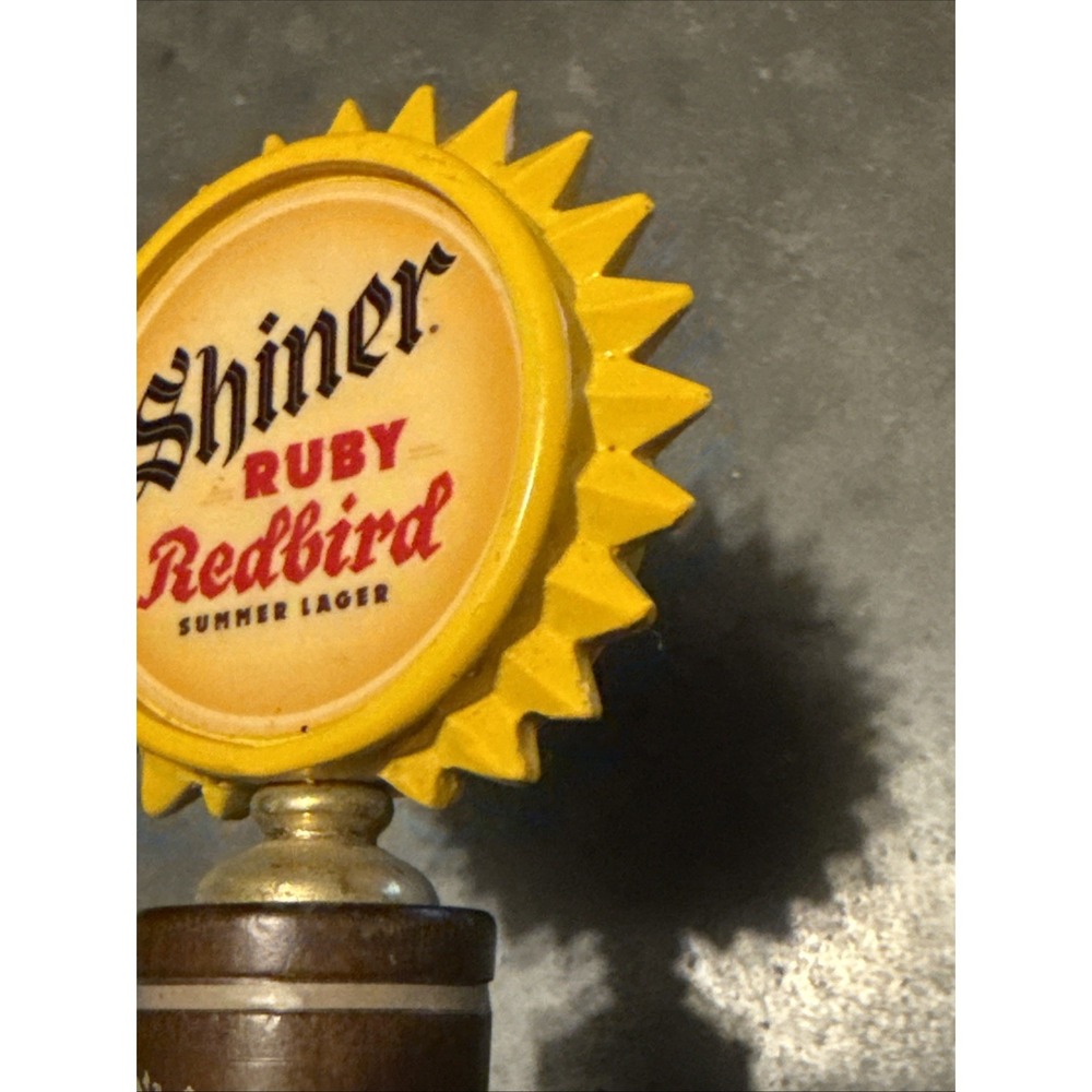 Vintage Shiner Ruby Redbird Summer Lager Beer Tap Pull Handle Wood 11.5" - Picture 7 of 8